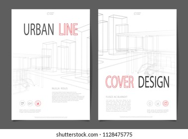 Abstract architecture background, layout brochure template, abstract architecture composition.  Geometric design.