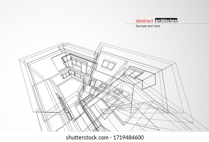 Abstract architecture background with modern buildings and landmarks design