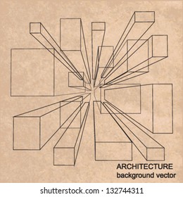 abstract architecture background on old paper vector