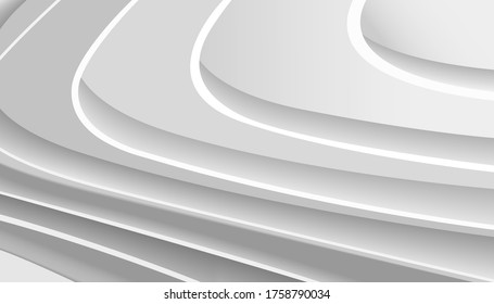 Abstract Architecture background, white and grey wave line abstract background. wall concept 3d. Futuristic Technology Design, vector illustration.  