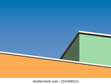 Arquitectura abstracta con fondo azul cielo en estilo minimalista, adecuada para presentaciones, afiches y fondo.