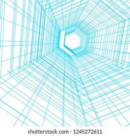 abstract architecture building 3d