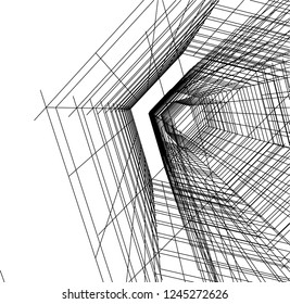 abstract architecture building 3d