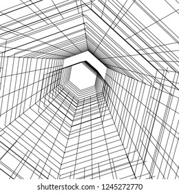 abstract architecture building 3d