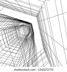abstract architecture building 3d