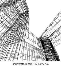 abstract architecture building 3d