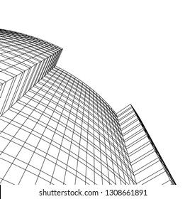 abstract architecture, building 3d 