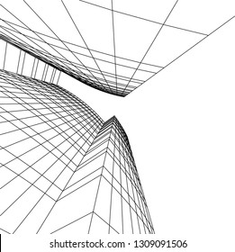 abstract architecture, building 3d 