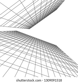 abstract architecture, building 3d 