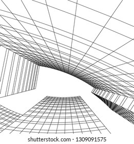 abstract architecture, building 3d 