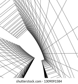 abstract architecture, building 3d 