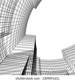 abstract architecture, building 3d 