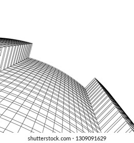 abstract architecture, building 3d 