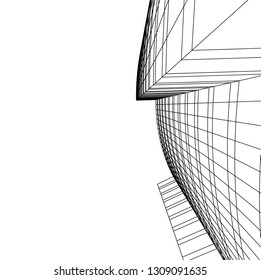 abstract architecture, building 3d 