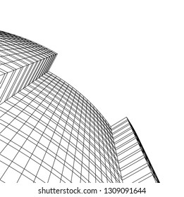 abstract architecture, building 3d 
