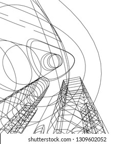 abstract architecture, building 3d 