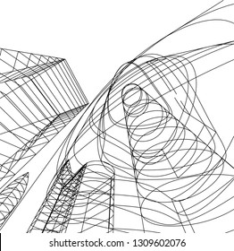 abstract architecture, building 3d 