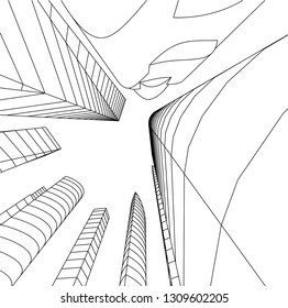 abstract architecture, building 3d 