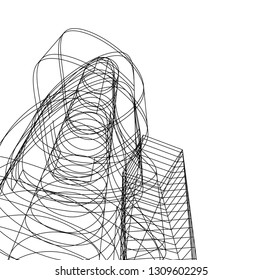 abstract architecture, building 3d 