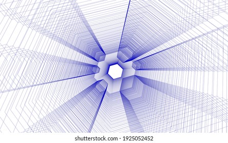 Abstract architecture building 3d drawing background