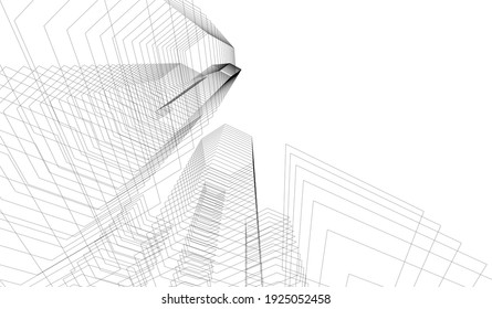 Abstract architecture building 3d drawing background