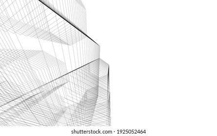 Abstract architecture building 3d drawing background
