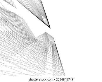abstract architecture building 3d drawing 