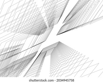 abstract architecture building 3d drawing 