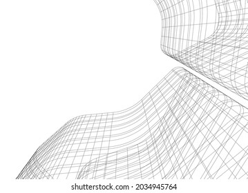 abstract architecture building 3d drawing 