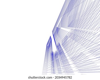 abstract architecture building 3d drawing 