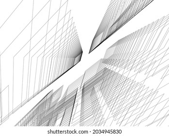 abstract architecture building 3d drawing 
