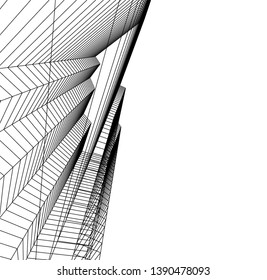abstract architecture building 3d illustration