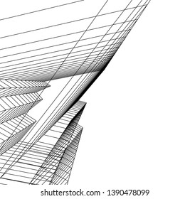 abstract architecture building 3d illustration