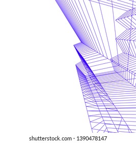 abstract architecture building 3d illustration