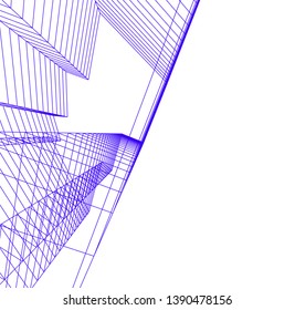 abstract architecture building 3d illustration