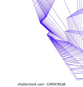 abstract architecture building 3d illustration