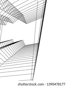 abstract architecture building 3d illustration