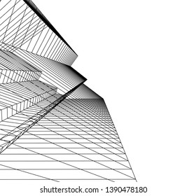 abstract architecture building 3d illustration