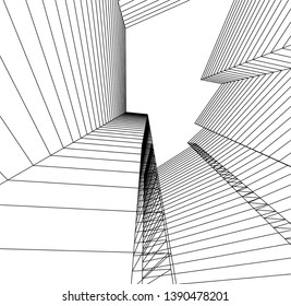 abstract architecture building 3d illustration