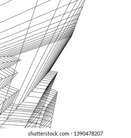 abstract architecture building 3d illustration