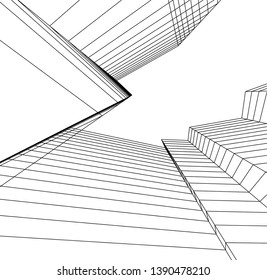 abstract architecture building 3d illustration