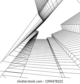 abstract architecture building 3d illustration