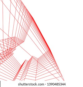 abstract architecture building 3d illustration