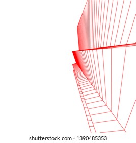 abstract architecture building 3d illustration