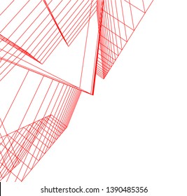 abstract architecture building 3d illustration