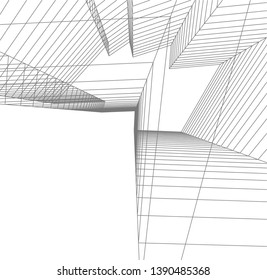 abstract architecture building 3d illustration