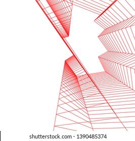 abstract architecture building 3d illustration