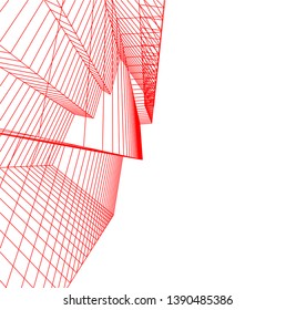 abstract architecture building 3d illustration
