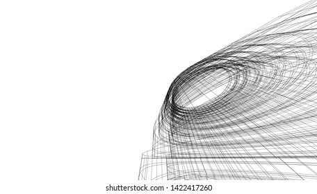 Abstract architecture building 3d illustration