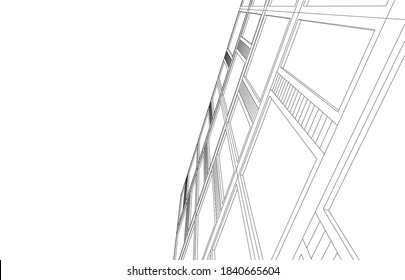 abstract architecture building 3d illustration